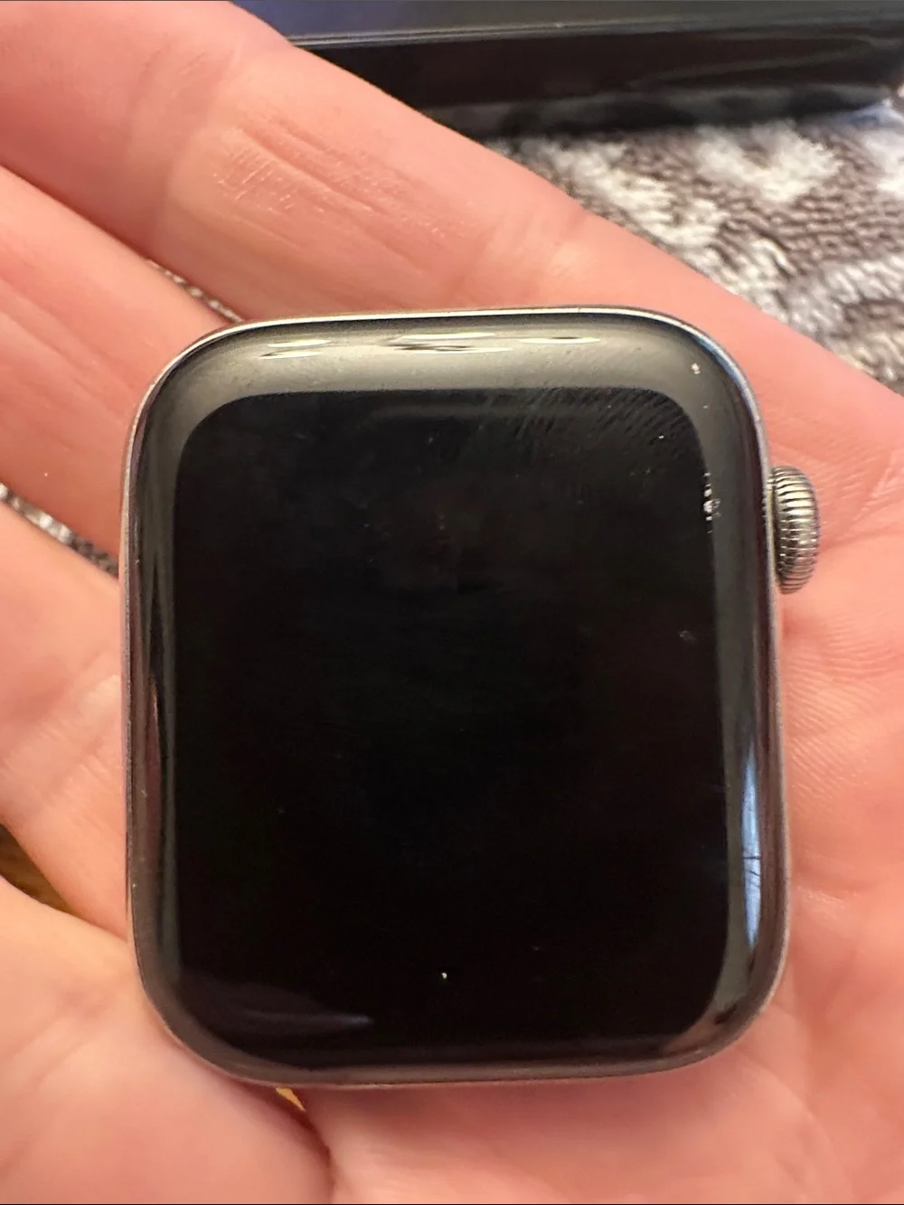 Apple Space Black Smartwatch Case with Silver Crown